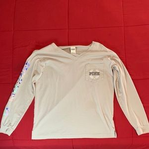 Light Grey Long Sleeve V-Neck Shirt